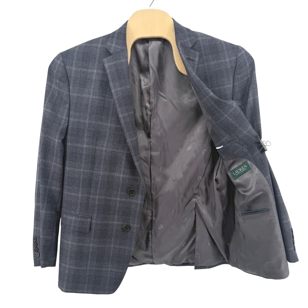 Lauren Ralph Lauren Plaid Blazer Mens 46R Pre-Owned Sport Coat Blue Double Vent